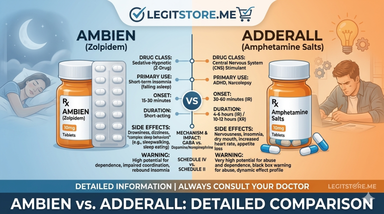 Ambien vs. Adderall-Give Detailed Information